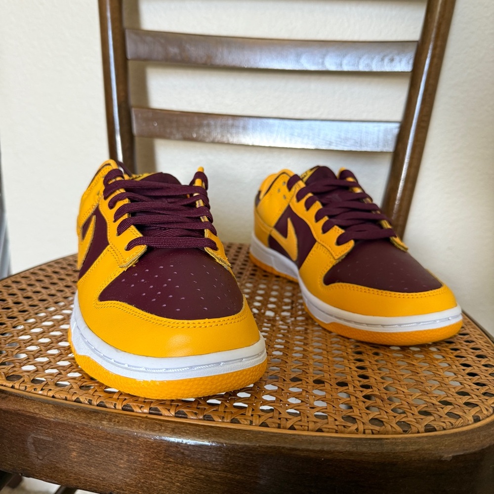 Nike Dunk Low Retro Yellow and Maroon Sneakers - Picture 3 of 6
